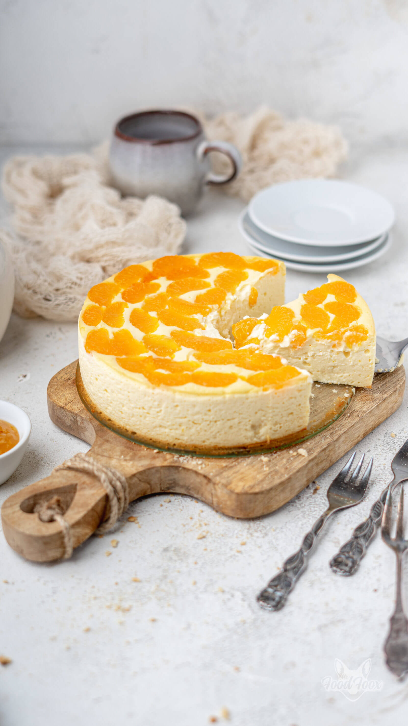 Low Carb Käsekuchen mit Mandarinen kalorienarm & ohne Boden