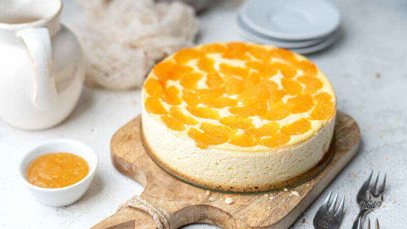 Low Carb Käsekuchen mit Mandarinen - kalorienarm &amp; ohne Boden