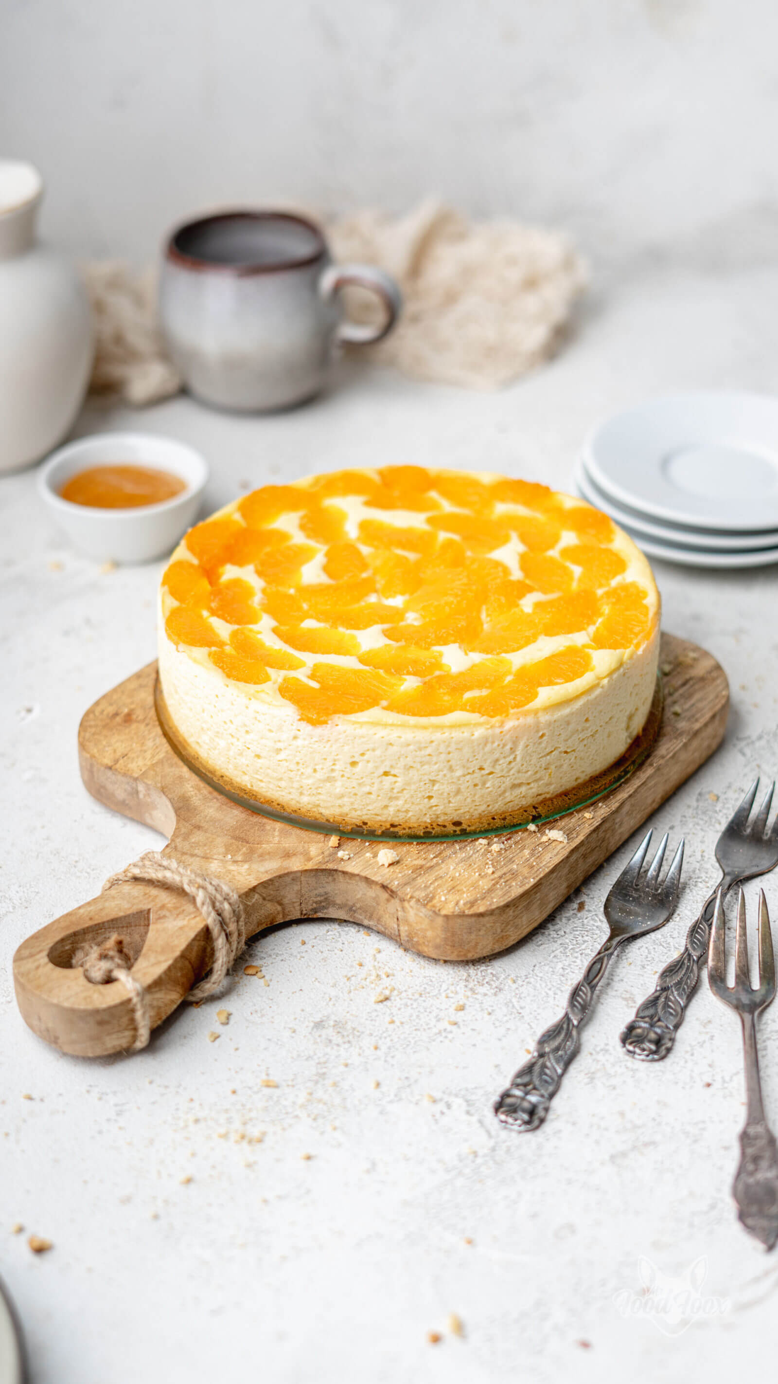 Low Carb Käsekuchen mit Mandarinen - kalorienarm &amp; ohne Boden