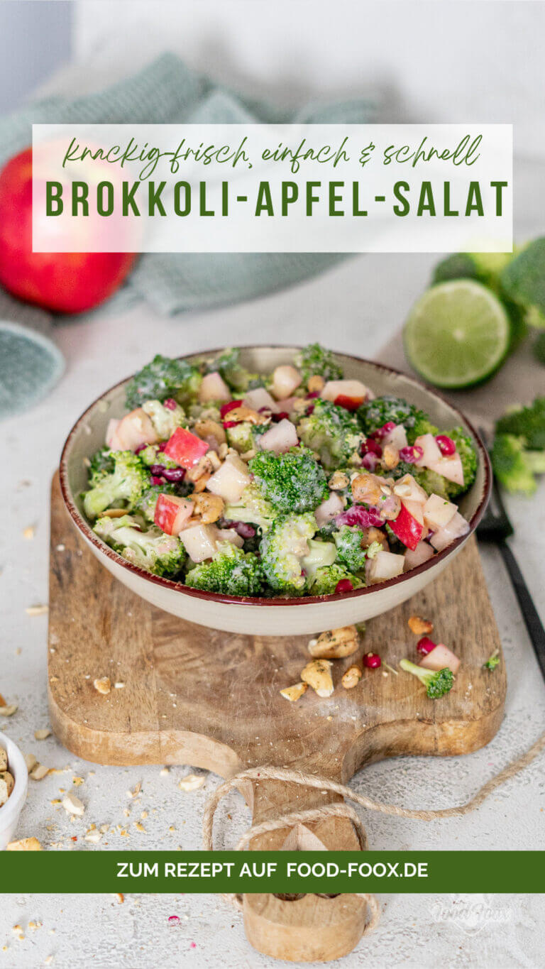 Collage für das Rezept "Brokkoli-Apfel-Salat" zum Teilen auf Pinterest.