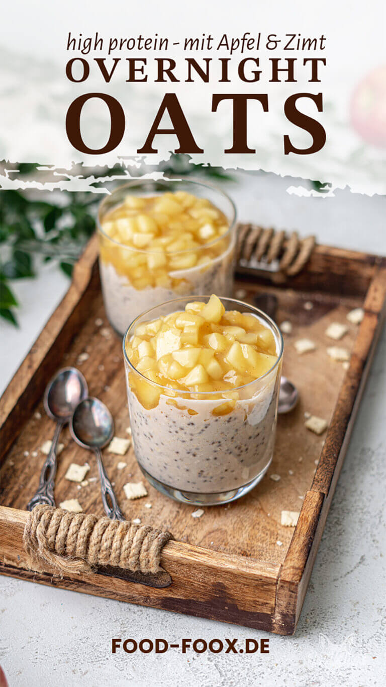 Collage für das Rezept "High Protein Overnight Oats mit Apfel & Zimt" zum Teilen auf Pinterest