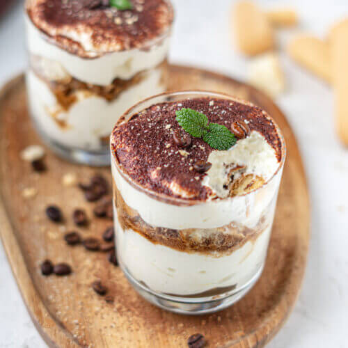 Tiramisu im Glas, proteinreich und Zuckerarm.