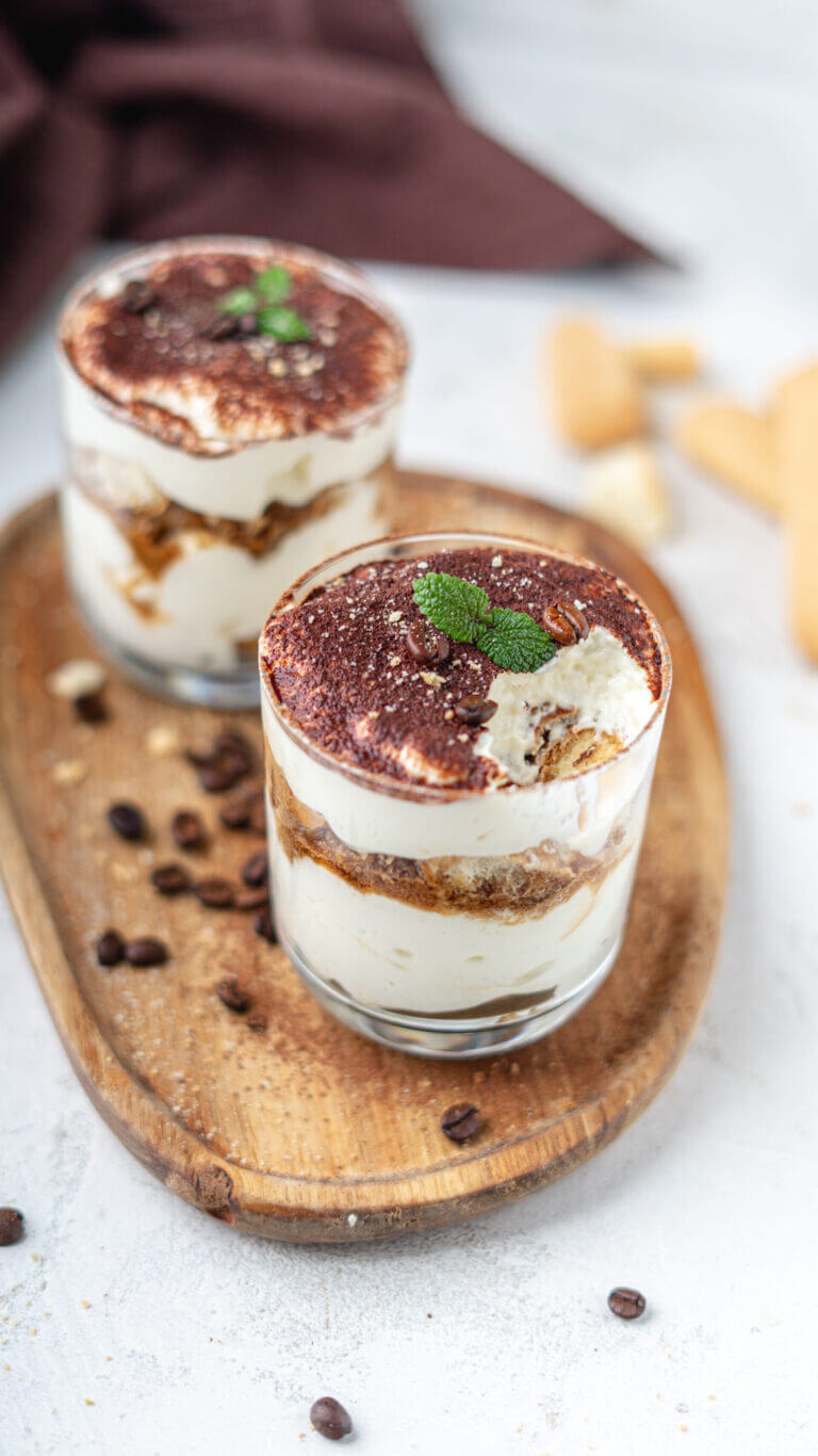 Tiramisu im Glas, proteinreich und Zuckerarm.